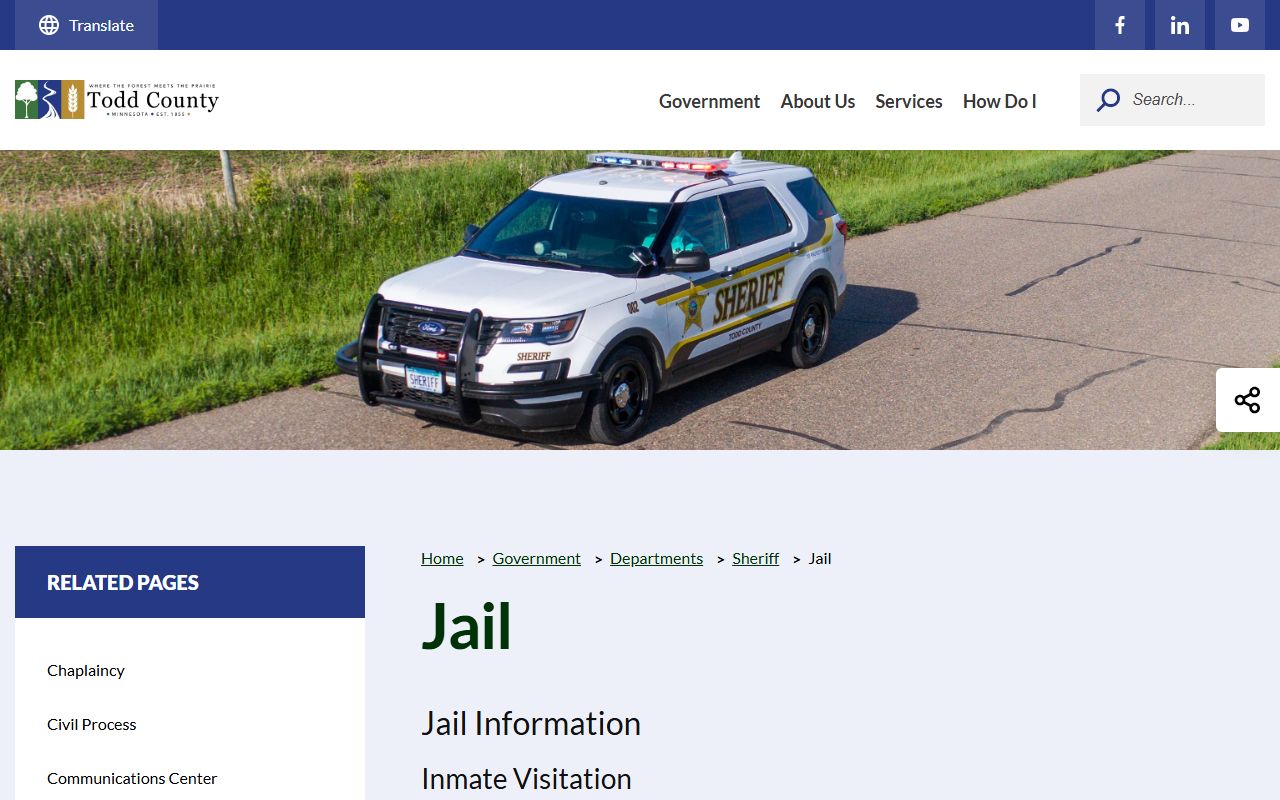 Todd County Jail inmate roster and jail information page